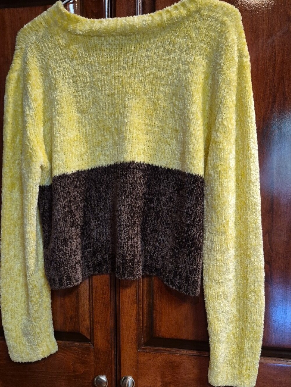 E.N.R. Vintage 90s Fuzzy Colorblock V-Neck Cropped Sweater L - Picture 4 of 4